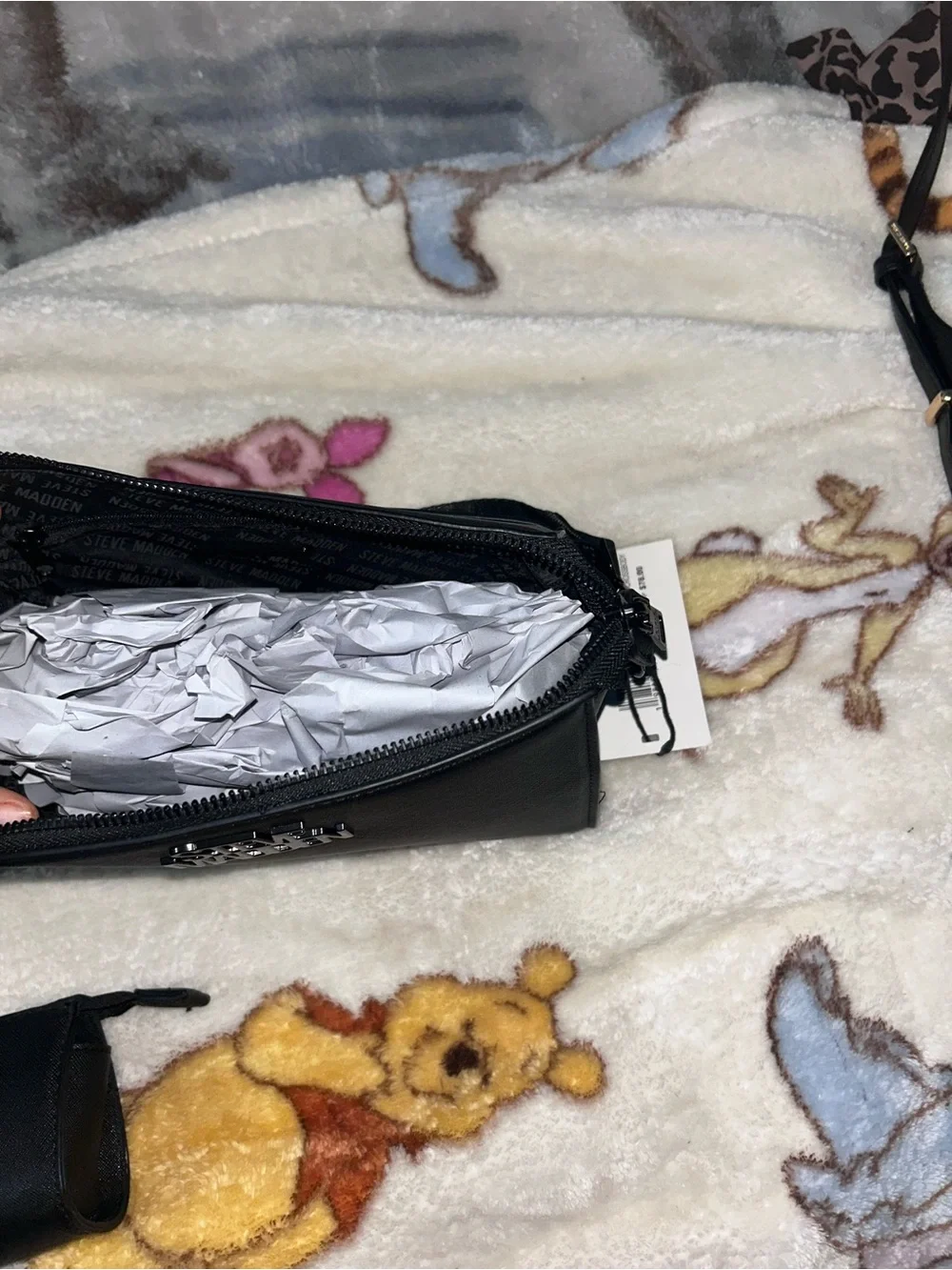 Steve Madden Black Crossbody Messenger Bag with Coin Pouch
